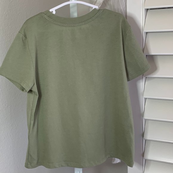 ABERCROMBIE KIDS, T-Shirt, Olive w/Pink Sequins, Cursive "Abercrombie", Size 5 - Picture 3 of 8